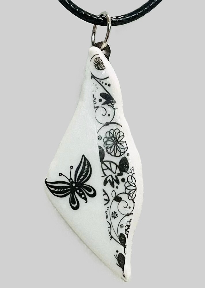 Black White Butterfly Necklace